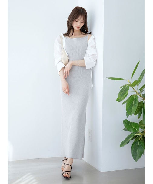 シンプルニットキャミワンピース