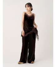 【セットアップ対応】レースディティールベロアパンツ