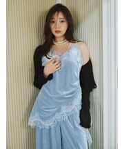 【セットアップ対応】レーストリムベロアキャミソール