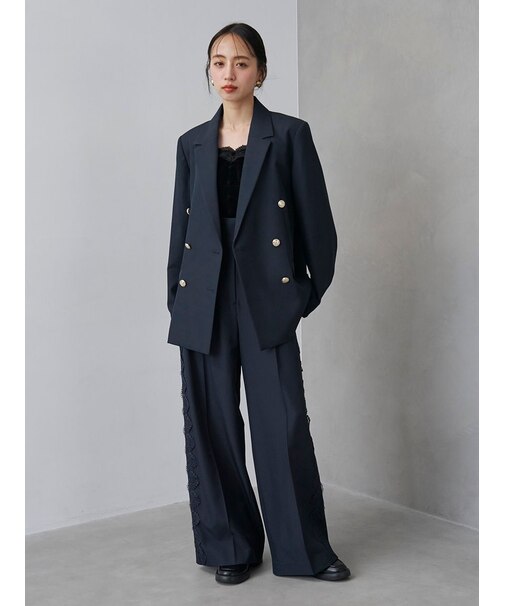 【セットアップ対応】シンプルタックレーストリムパンツ