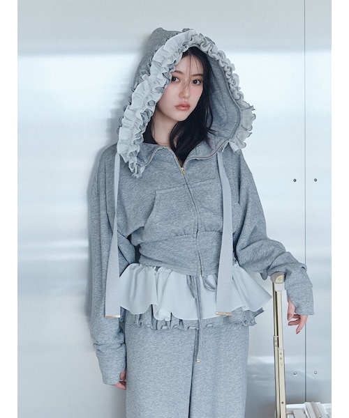SNIDEL UVカットパーカー チャコールグレー CGRY UV/セットアップ対応】フリルカットパーカー｜スナイデルの通販｜&mall