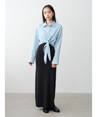 シャツセットニットキャミワンピース