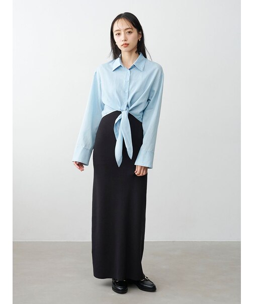 シャツセットニットキャミワンピース