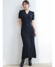 フロントボタンニットワンピース