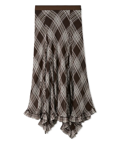 シフォンチェックイレヘムスカート