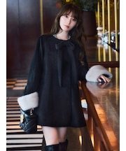 【WEB限定】ファー付きリボンブローチコート