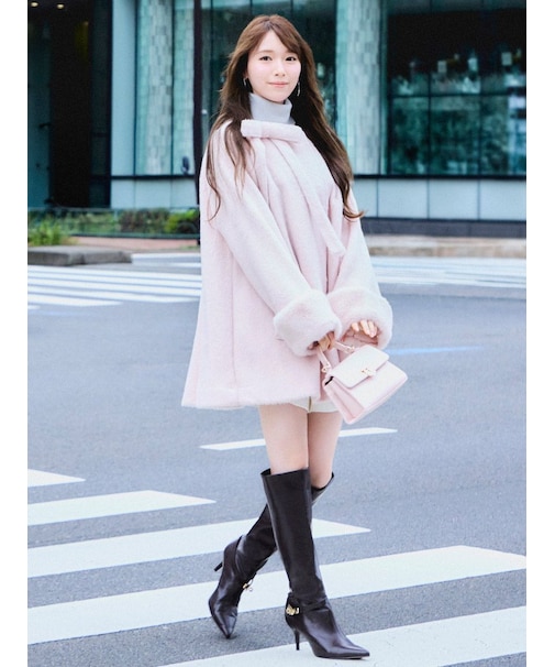 【WEB限定】ファー付きリボンブローチコート
