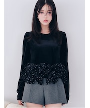 【WEB限定】リボンペプラムベロアトップス
