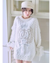 【SNIDEL×Juicy Couture】ジャガードチュールリボンニットワンピース