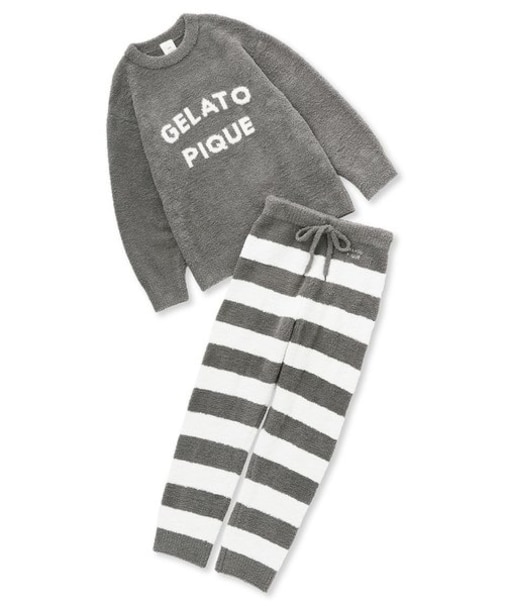 パウダーロゴジャガードプルオーバー&2ボーダーロングパンツSET  