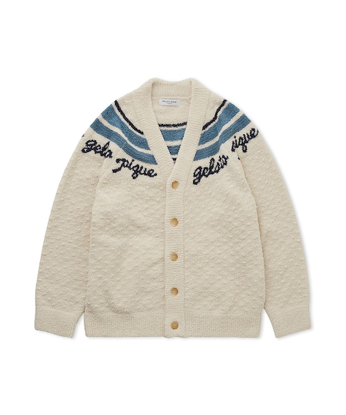 【HOMME】パウダーラインロゴジャガードカーディガン
