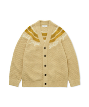 【HOMME】パウダーラインロゴジャガードカーディガン