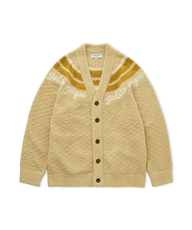 【HOMME】パウダーラインロゴジャガードカーディガン