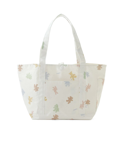 ぬいぐるみ柄ママバッグ HOLIDAY・ソフトなリブ素材のベアぬいぐるみ柄