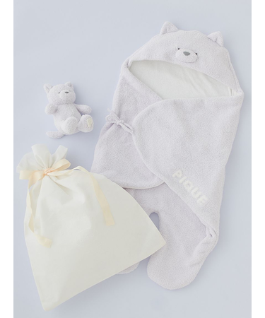 【ラッピング済み】【BABY】パウダーアニマルおくるみ＆ぬいぐるみSET