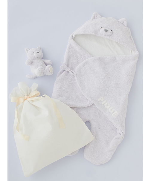 【ラッピング済み】【BABY】パウダーアニマルおくるみ＆ぬいぐるみSET