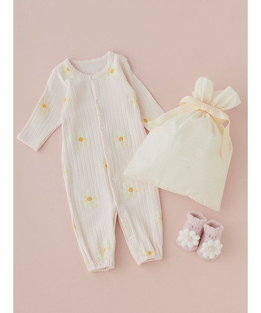 【ラッピング済み】【BABY】デイジー柄2wayオール＆ソックスSET
