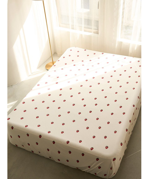 【Sleep】ストロベリー柄BOXシーツ（シングル）