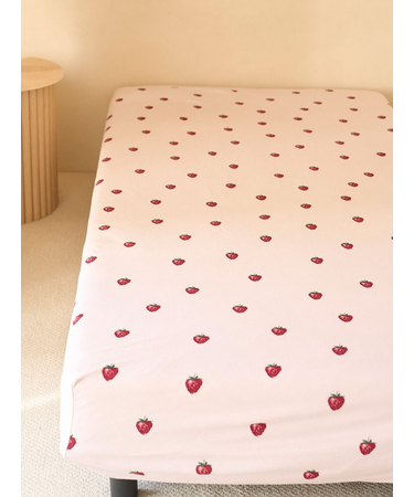 【Sleep】ストロベリー柄BOXシーツ（シングル）