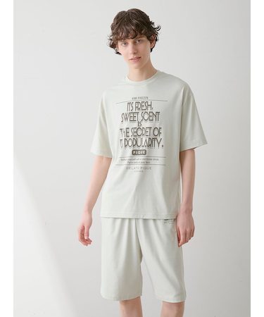 【HOMME】【接触冷感】フローズンレーヨンロゴプリントTシャツ&ハーフパンツセット