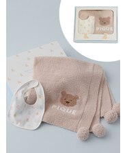 ラッピング済み】【BABY】ベアポンチョ&スタイ2点セット ギフトBOX 