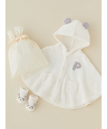 【ラッピング済み】【BABY】パウダーアニマルポンチョ＆ソックスSET