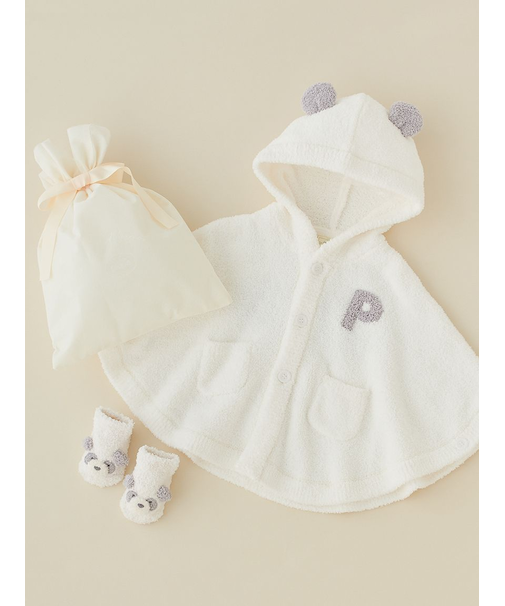 【ラッピング済み】【BABY】パウダーアニマルポンチョ＆ソックスSET