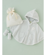 【ラッピング済み】【BABY】パウダーアニマルポンチョ＆ソックスSET