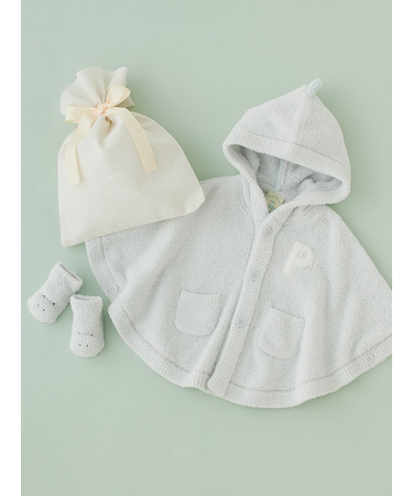 【ラッピング済み】【BABY】パウダーアニマルポンチョ＆ソックスSET
