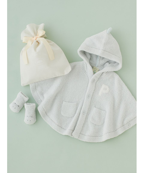 【ラッピング済み】【BABY】パウダーアニマルポンチョ＆ソックスSET