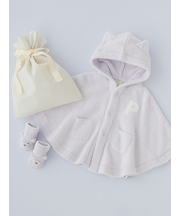 【ラッピング済み】【BABY】パウダーアニマルポンチョ＆ソックスSET