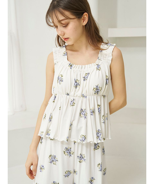 ジェラートピケ　花柄カップインフリルタンクトップ✖️ロングパンツ　新品未開封 花柄カップインフリルタンクトップ｜ジェラートピケの通販