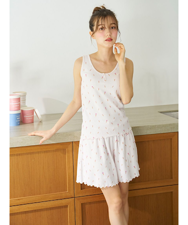 【接触冷感】アイス柄ワッフルショートパンツ