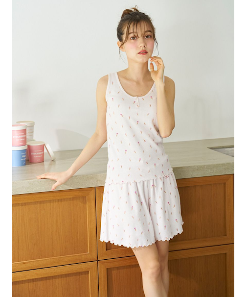 【接触冷感】アイス柄ワッフルショートパンツ