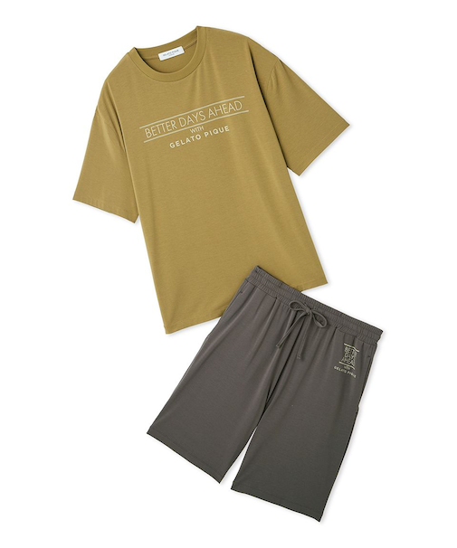 【HOMME】【接触冷感】クールレーヨンロゴTシャツ＆ハーフパンツセット