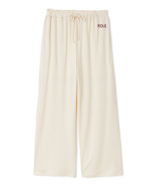 【接触冷感】カラーレーヨンロゴロングパンツ