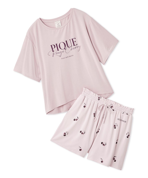 ONLINE限定】ルージュチェリーレーヨンロゴTシャツ＆ショートパンツ