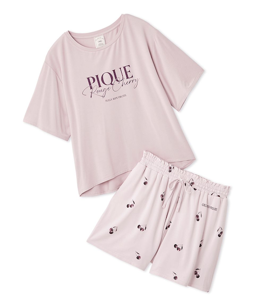 【ONLINE限定】ルージュチェリーレーヨンロゴTシャツ＆ショートパンツセット