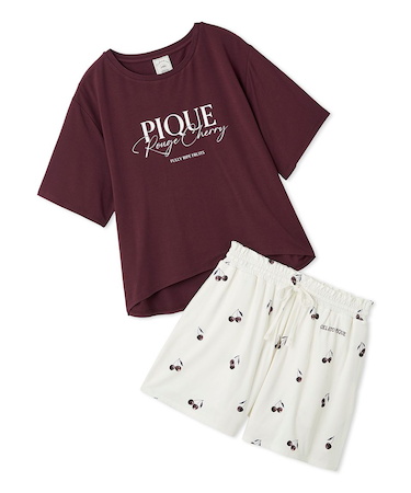【ONLINE限定】ルージュチェリーレーヨンロゴTシャツ＆ショートパンツセット