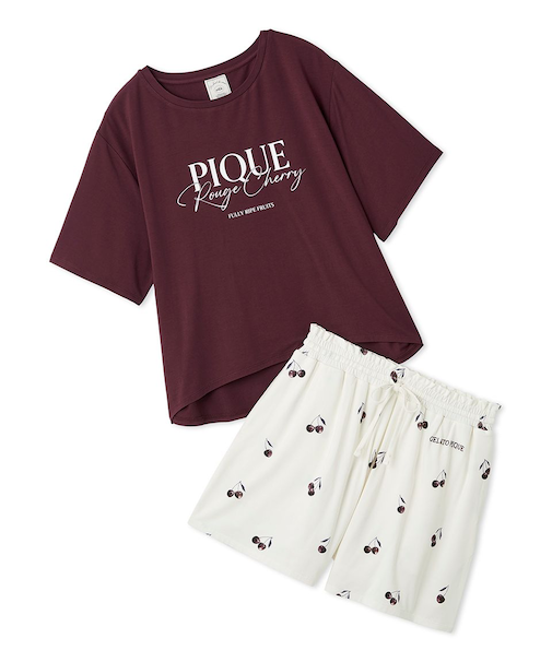 【ONLINE限定】ルージュチェリーレーヨンロゴTシャツ＆ショートパンツセット