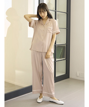 接触冷感サテンラインロングパンツ