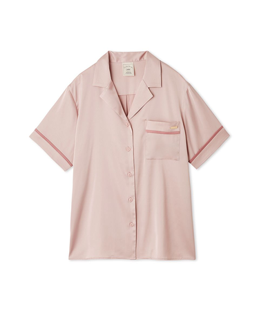 接触冷感サテンラインシャツ