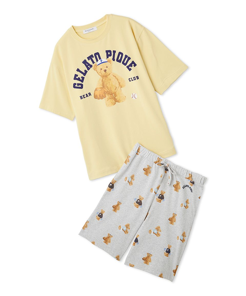 【ONLINE限定】【HOMME】スポーティーベアワンポイントTシャツ＆総柄ハーフパンツセット