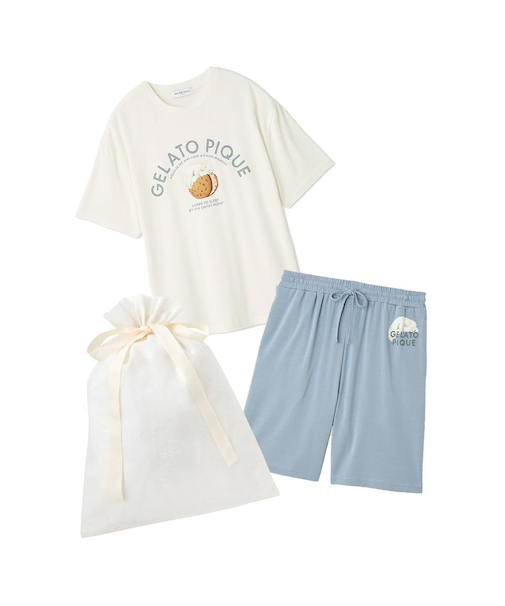 【ラッピング済み】【HOMME】レーヨンクッキーアイスサンドTシャツ&ハーフパンツSET