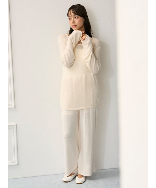 スノーロゴプルオーバー&ロングパンツ　ピンク♡ ジェラートピケ USAGI ONLINE限定】ラビットジャガードプルオーバー&ロング