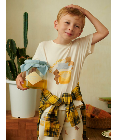 【KIDS】はちみつベア柄ワンポイントTシャツ