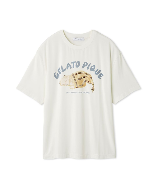 【HOMME】sleeping cat ワンポイントTシャツ
