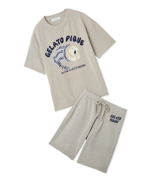 gelato pique ジャガードプルオーバー&ジャガードハーフパンツセット ONLINE限定】【HOMME】sleeping cat ジャガードプルオーバー