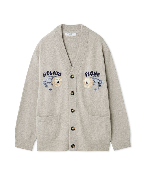 【HOMME】sleeping cat ジャガードカーディガン
