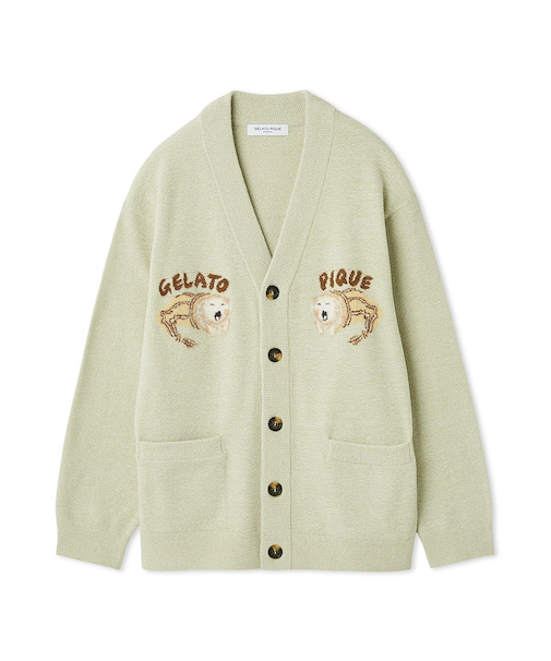 【HOMME】sleeping cat ジャガードカーディガン